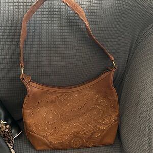 Relativity Tan Embossed Shoulder Bag